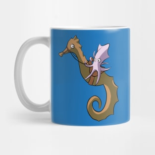 Squid Riding a Seahorse Mug